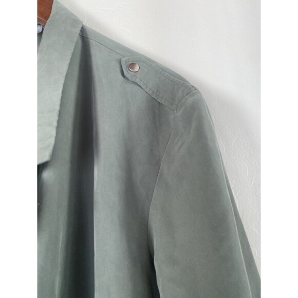 H&M Divided Women’s Dark Sage Green Belted Long Trench Size Small - Picture 7 of 15